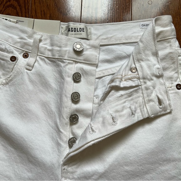 [BNWT] Agolde Riley High Rise Straight Leg Cropped Distressed in White - Sz 24 - Picture 9 of 16